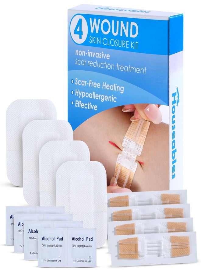 هاوسابلز ضمادات هاوسابلز بسحاب، ضمادات لإغلاق الجروح، ضمادات فراشة، ضمادات لإغلاق الجروح، غرز فراشة للجروح، طقم طوارئ للجروح، غرز بسحاب، ضمادة طوارئ جلدية بسحاب، عبوة من 4 قطع - Image 1